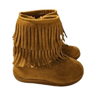 TIERED FRINGE Vegan Leather Suede Booties Little Girls 5.